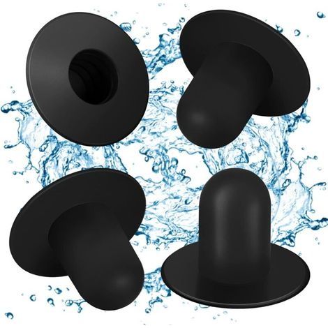 Lot de 4 bouchons muraux de piscine - Pièces de rechange - Filtre de piscine hors sol - Filtre de pompe - Bouchon de trou compatible avec et (noir) (1/5)