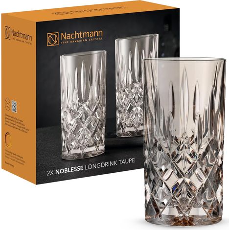 Lot de 2 verres à long drink en cristal marron Taupe 395 ml (1/5)