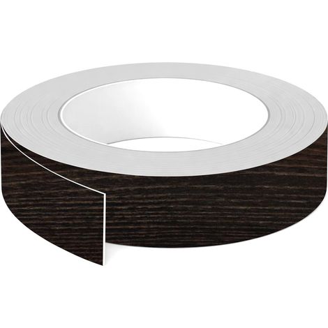 1x Bande de chant ABS sans colle 23 mm x 5 m épaisseur 0,8 mm facile à appliquer bricolage étagère meuble panneau plan de travail bois stratifié, Chêne thermo noir (1/3)
