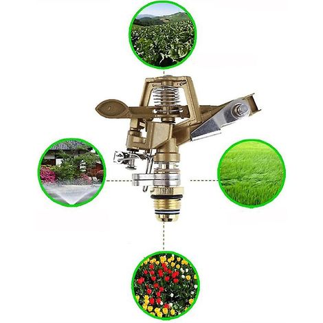 Garden Irrigation Sprinkler 360 Degree Automatic Rotating Nozzle Adjustable Rocker Water Drippers (1/4)