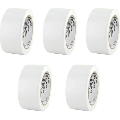 Lot de 5 rubans adhésifs vinyle 3M - Blanc - 50mm - 764BL-50