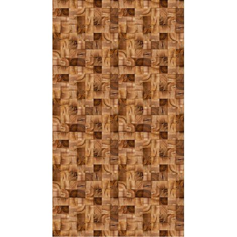 Creative, rideau imprimé mosaïque de carrés couleur bois foncé 140x245 cm, 1 pièce (1/2)