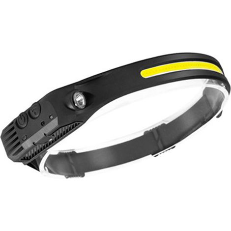 Lampe frontale LED rechargeable USB-C, 1200 mAh, étanche, à interrupteur inductif réglable, idéale pour le camping, le vélo et la pêche. (1/5)