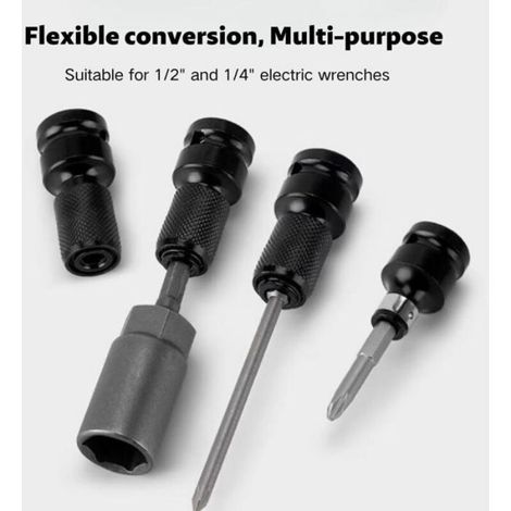 Adaptateur Visseuse - 1/2 Pouces vers 1/4 Pouces - Acier Allié Trempé - Anti-vibrations - Lot de 2 (1/4)