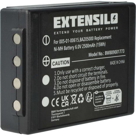 EXTENSILO Akku kompatibel mit HBC Radiomatic Eco Industrie-Funkfernsteuerung Fernbedienung (2500 mAh, 6 V, NiMH) - Schwarz