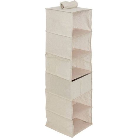 Rangement chaussures  6 cases avec panier beige 127x30cm - 5five (1/4)