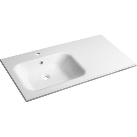 ARECA Lavabo en marbre coulé 101x51,5cm, gauche, blanc (1/4)