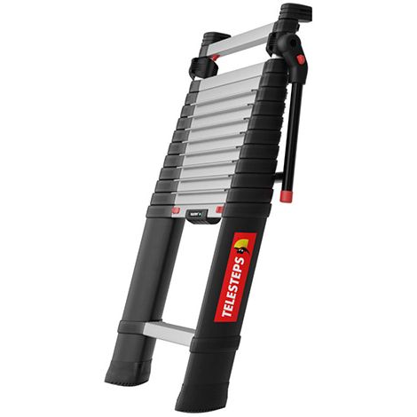 Teleskopleiter 3.00m mit Abstandhalter - 80mm breite Stufen - maximale Arbeitshöhe 3.80m - TEL-72230-EC