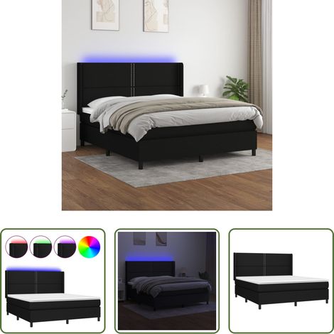 vidaXL Bande LED - Sommier à lattes de lit matelas LED Noir 180x200 cm Tissu (1/5)