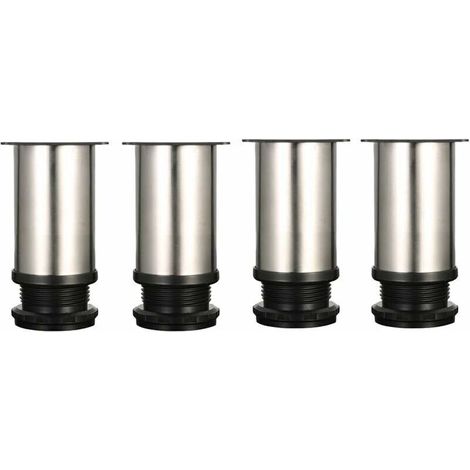 4 Pieds Réglables 8 cm De Hauteur Épaissir les pieds d'armoire Pieds de table Pieds de meubles, Acier inoxydable brossé, Hauteur réglable 0-15 mm Venez avec des vis en acier inoxydable (1/4)