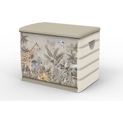 Baúl de almacenamiento exterior PLASTIKEN Safari 260 L con ruedas y tapa con candado 80 x 61 x 53 cm