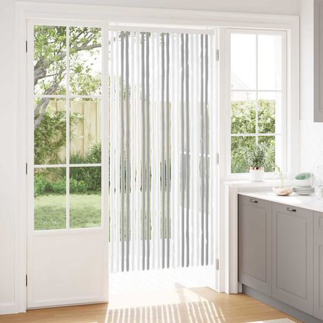 vidaXL Rideau anti-insectes en chenille Gris clair et blanc (1/5)