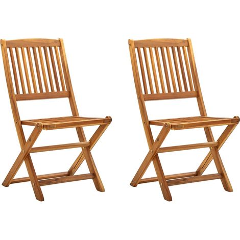 Lot de 2 Chaisess pliables d'extérieur Chaise de jardin Fauteuil de jardin Bois d'acacia solide BSRHS664832 MaisonChic (1/5)