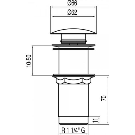 Bonde de lavabo sans trop‑plein Ø 66 mm CLICK‑CLACK - TRES 13454060 (1/2)