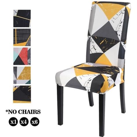 Lot de 4 Housse de Chaise Stretch Couverture de Chaise Extensible Housse pour Chaise de Salle à Manger (1/4)