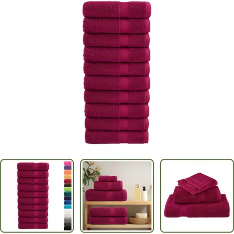 Badetuch 100 m² - Premium Badetücher SOLUND 10 Stk. Bordeaux 100x150 cm 600 g/m² (1/5)