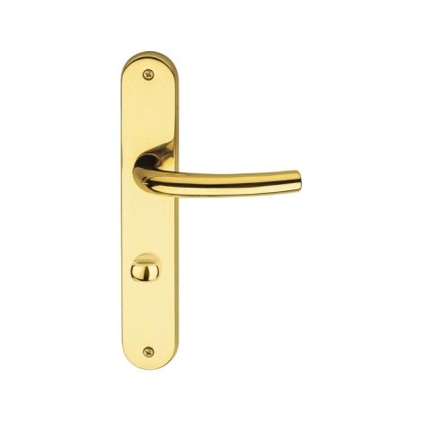Ouvre&Déco – Poignée de porte à cylindre TRIESTE – Verrou de condamnation – Laiton poli – Entraxe 195 mm pour salles de bains et WC