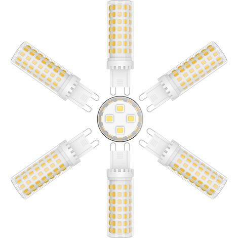 6 Pack Ampoule LED G9 9W Économie d'énergie Équivalent 70W Lampe Halogène G9 LED 360° Angle de faisceau AC220-240V 900LM 4000K pour Chambre Salon Cuisin,Non Dimmable (1/5)