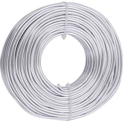 Fil en aluminium, 3 mm (calibre 9) x 30 m, fil en aluminium flexible pour la fabrication de bijoux, les loisirs créatifs et les projets de bricolage, fil anodisé, argenté (1/5)