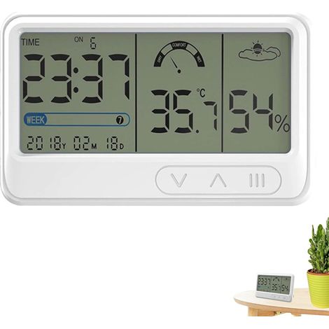 Moniteur d'humidité de la température,Jauge d'humidité avec réveil Thermomètre hygromètre numérique, thermomètre numérique précis pour Bureau de Cave à Reptiles à Effet de Serre (1/5)