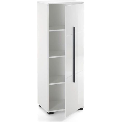 Halbhoher Badschrank CHARLESTON-61 in Hochglanz weiß, B/H/T: ca. 45/126/35 cm