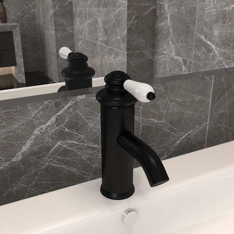 vidaXL Robinet de lavabo de salle de bain Noir 130x180 mm (1/5)