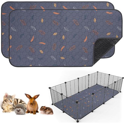 Juego de 2 alfombrillas para jaula de cobayas, absorbentes, impermeables, antideslizantes y reutilizables (122 x 61 cm)