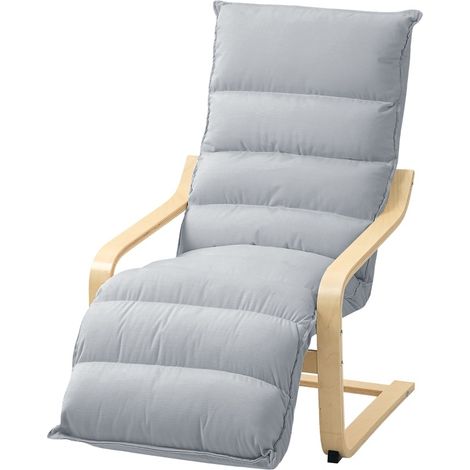 Sillón relax balancín con reposapiés ajustable, terciopelo gris claro, HOMVRA (1/5)