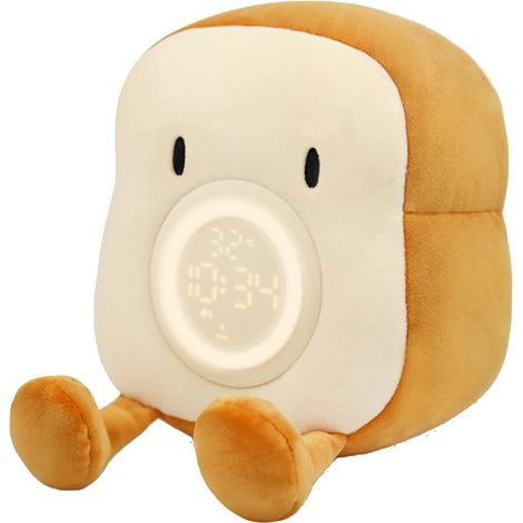 Wecker für Schüler, digitaler Wecker mit Nachtlicht, Lernwecker mit Comicfiguren, wiederaufladbares Kuscheltier über USB.