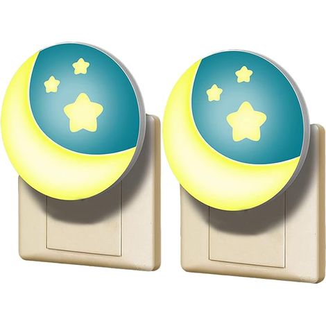 Nachtlicht Steckdose Kinder 2 Stück Dämmerungssensor Steckdosenlicht Orientierungslicht Stilllicht Baby Erstausstattung Neugeborene Schlummerleuchten Mond [Energieklasse F] (1/5)
