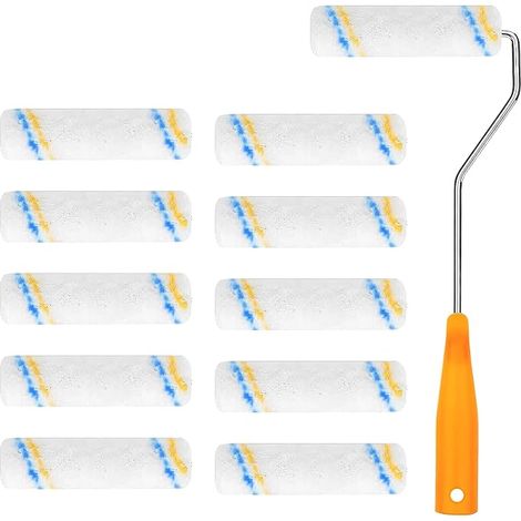 Rouleau de Peinture 10 Pcs Rouleaux à Peinture 1 Pcs Poignée Microfibre Pinceaux de Peinture Rouleaux pour le Mur et le Plafond Antigoutte (1/5)