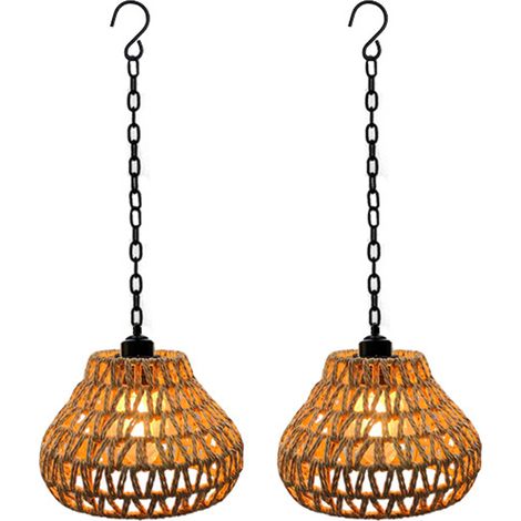 Suspension Extérieure Vintage 2 Pièces 5W RGB Rechargeable, Lampe Pendante avec Télécommande pour Patio et Pergola (1/5)