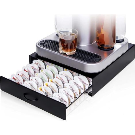 Kapselaufbewahrung Schublade – fasst 40 Cocktail-Pods, matt schwarz ausziehbarer Organizer, kompatibel mit gängigen Cocktailmaschinen (1/5)