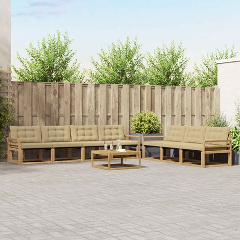 vidaXL Outdoor-Sofagarnitur 8 pcs Weiß und Beige (1/5)