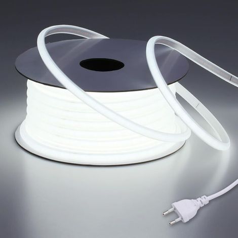 Ruban LED COB 20M 6000K blanc froid – Étanche IP65 pour chantiers et espaces humides – Flex découpable – Installation facile sans transformateur (1/5)