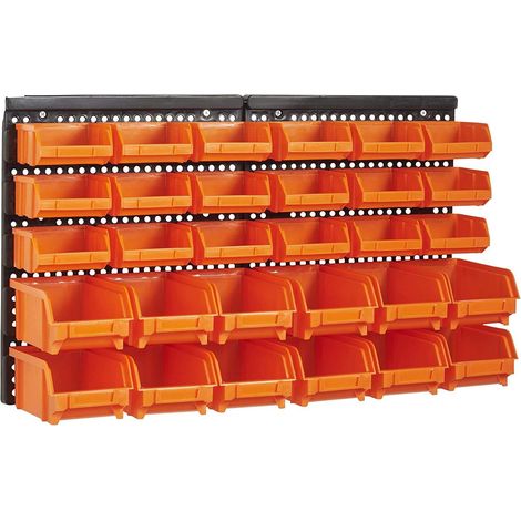 Étagères de rangement pour garage ou atelier, 30 pièces, avec 2 panneaux muraux, en ABS. (1/5)