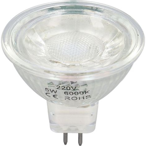 Ampoule LED MR16 COB 5W Dimmable, Design Verre Acrylique Céramique pour Salon Luminaire Spot, Interface MR16 220V
