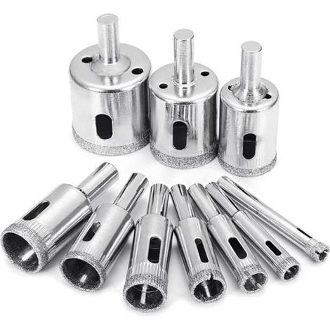 Lot de 10 Forets Diamantés Multi-Usages pour Verre Carrelage Marbre Granit Céramique Outils de Perçage pour Perceuse Électrique - 8 mm à 50 mm (1/4)