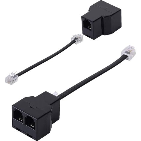Adaptateur RJ11, Splitter téléphonique bidirectionnel 6P4C, Câble 12,7 cm, Connecteur mâle vers femelles, Pour prise murale (1/5)