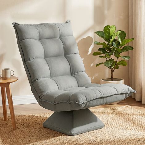 Fauteuil de sol paresseux fauteuil relax fauteuil salon design capitonné inclinaison dossier réglable pivotant 360° (1/5)