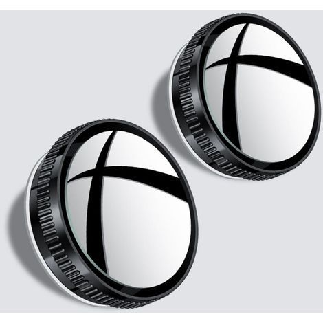 Set of 2 round high-definition car rearview mirrors (black), including a convex mirror with frame and an adjustable wide-angle suction cup (1/5)