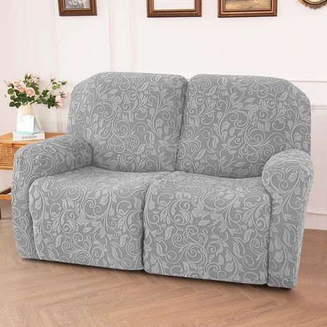 Housse Fauteuil Relax 2 Place avec Poche Latérale, Housse de Canapé pour Fauteuil Inclinable, 6 Pièce Housse Extensible pour Canapé Relax Protection (Gris Clair) (1/5)