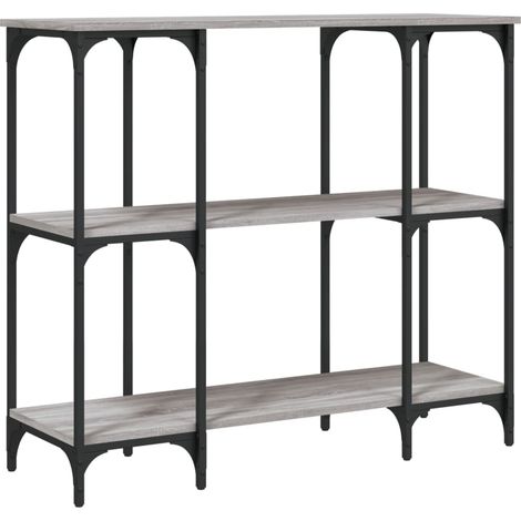 Table console d'entrée fonctionnel et stylé avec étagères 102 x 35 x 90 cm bois d'ingénierie gris et métal DEC032213