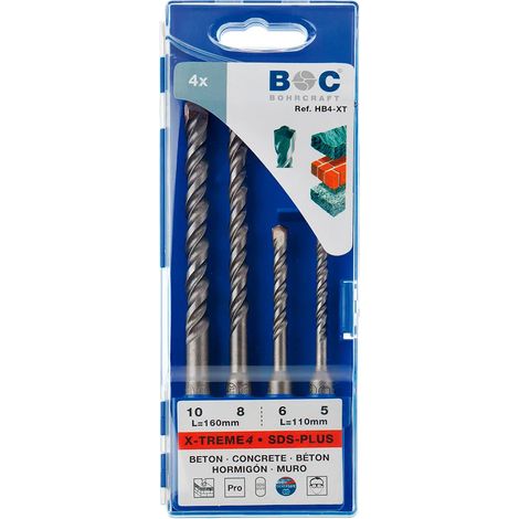 Set punte Bohrcraft x-treme acciaio 4 pezzi SDS plus