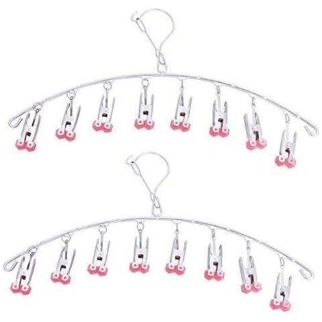 2pcs étendoir à linge en acier inoxydable, cintre goutte à goutte, cintre chaussette, avec 8 pinces à linge (rouge) (1/5)