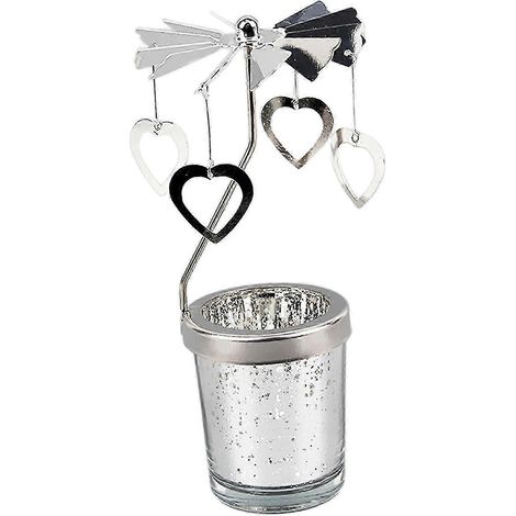 Porte-bougie rotatif, porte-bougie chauffe-plat, décoration de table ou de cheminée pour fêtes-Heart Shaped