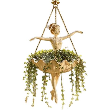 Jardinière suspendue décorative danseuse de ballet, pot de fleurs original à suspendre, support pour plantes et succulentes, décoration créative pour maison, balcon et jardin(121215cm (1/4)