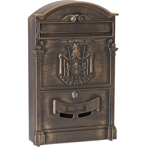 Boîte aux Lettres individuelle en Aluminium, Style Classique, Taille M (Courrier Format A4, Magazine), Boîte aux Lettres Murale décorative, Facile à Installer, Bronze