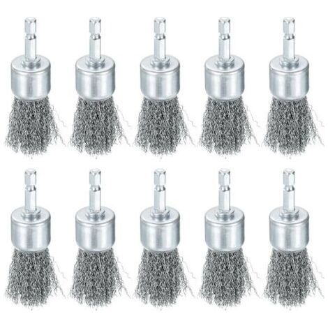 10 Pcs Wire Drill Brush 1" Dia. Abrasive Wire Wheel 1/4" Hex Shank Carbon Steel Cup Brush Coarse Corrugated Drill Accessory for Cleaning Rust Paint Abrasive (1/4)