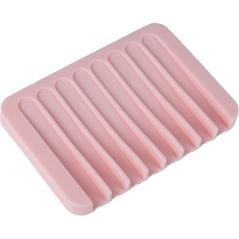Porte-savon en silicone Creative Home, porte-savon carré rose (1/2)